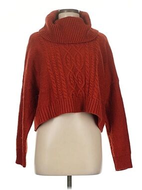 Jack by BB Dakota Red Cable Knit Chunky Turtleneck Sweater